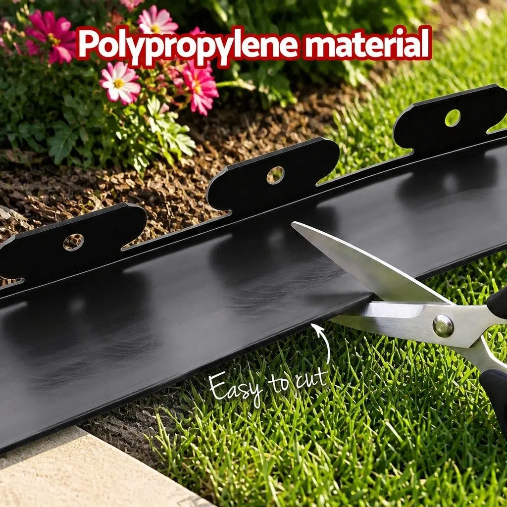 Garden Edging 60ft 30pcs Flexible Plastic Lawn Border Black