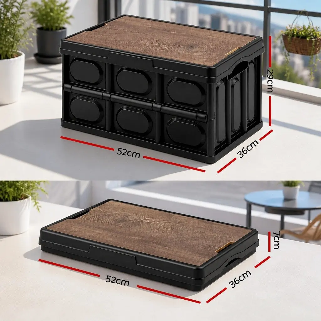 Collapsible Storage Box 50L Foldable Outdoor Organizer with Easy Carry Handles