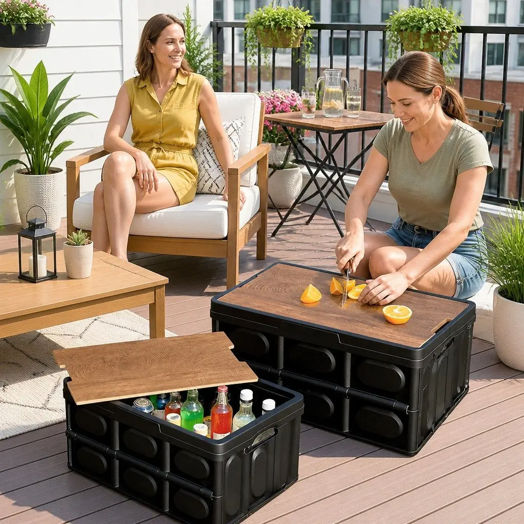 Collapsible Storage Box 50L Foldable Outdoor Organizer with Easy Carry Handles