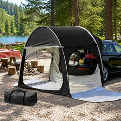 Car SUV Rear Hatchback Camping Tent Canopy Portable Outdoor Family Black