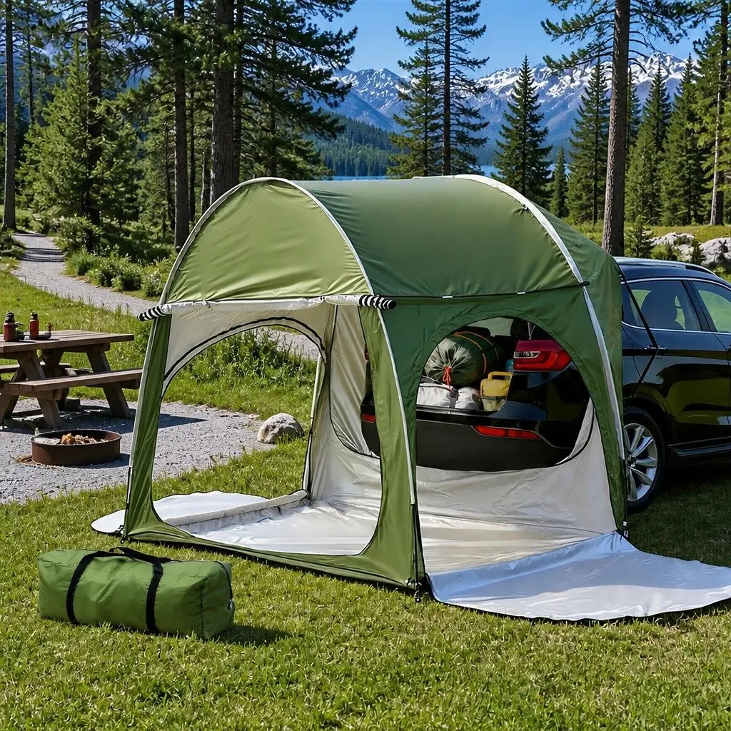 Car Camping Tent SUV Canopy Portable Water-Resistant Oxford Fabric Green Shelter
