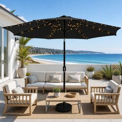 Stylish LED Black Umbrella for Patio and Garden Use