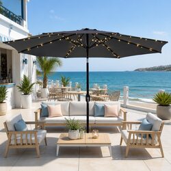 Enhance Your Patio with Charcoal Outdoor Umbrella and Lights