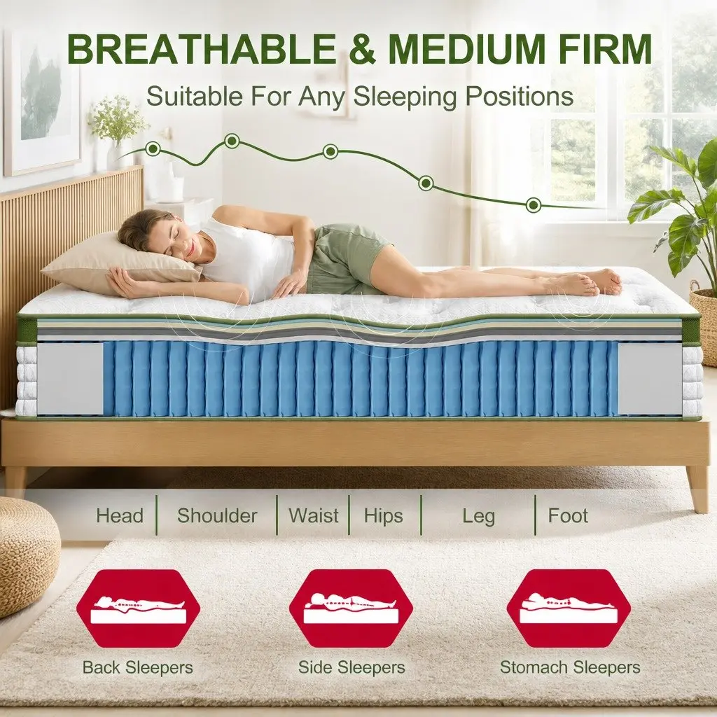 Queen Hybrid Mattress 30cm Gel Memory Foam 5 Zone Pocket Spring Cooling Medium Firm