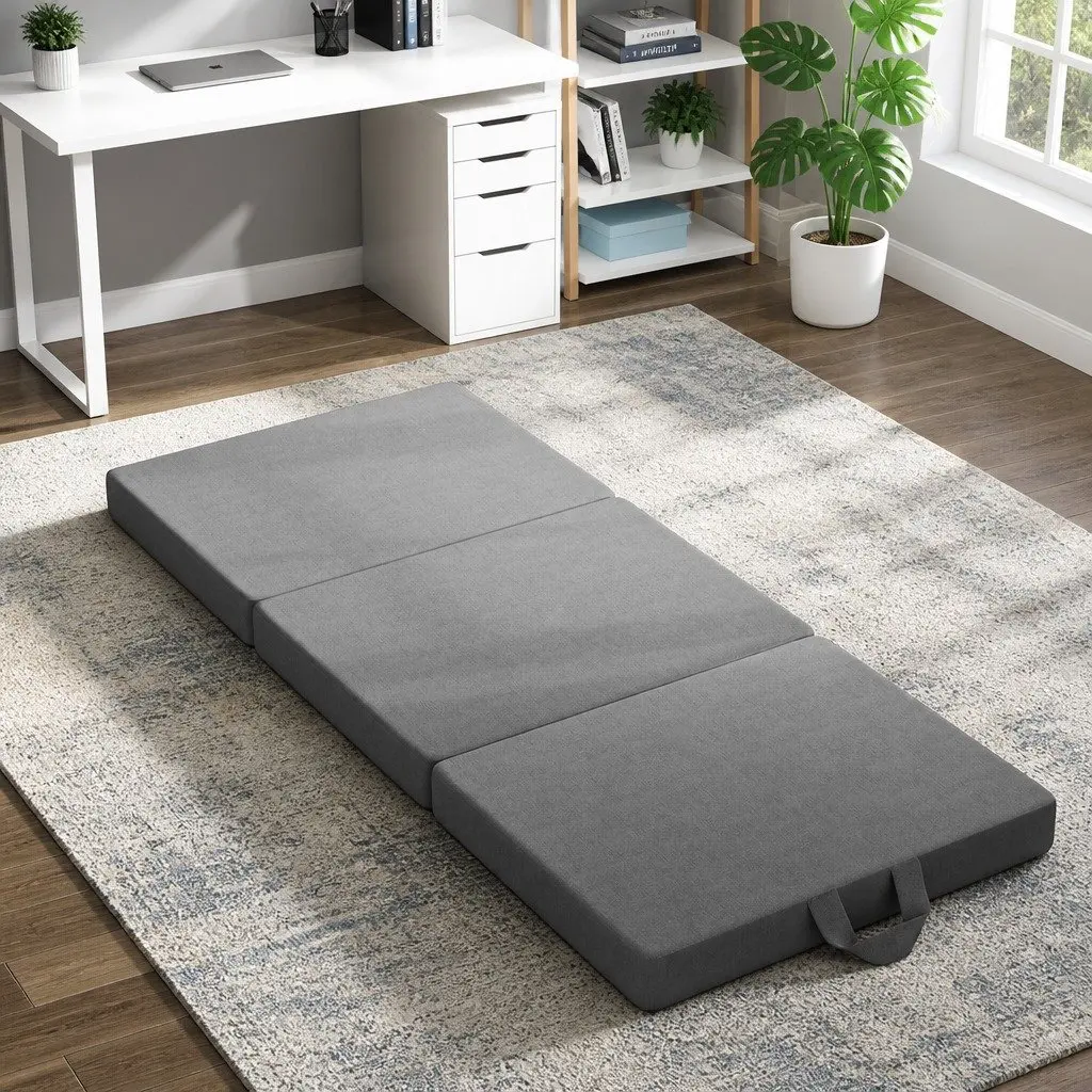 Small King Single Folding Mattress 3-Fold Foam Bed Portable Travel Guest Room