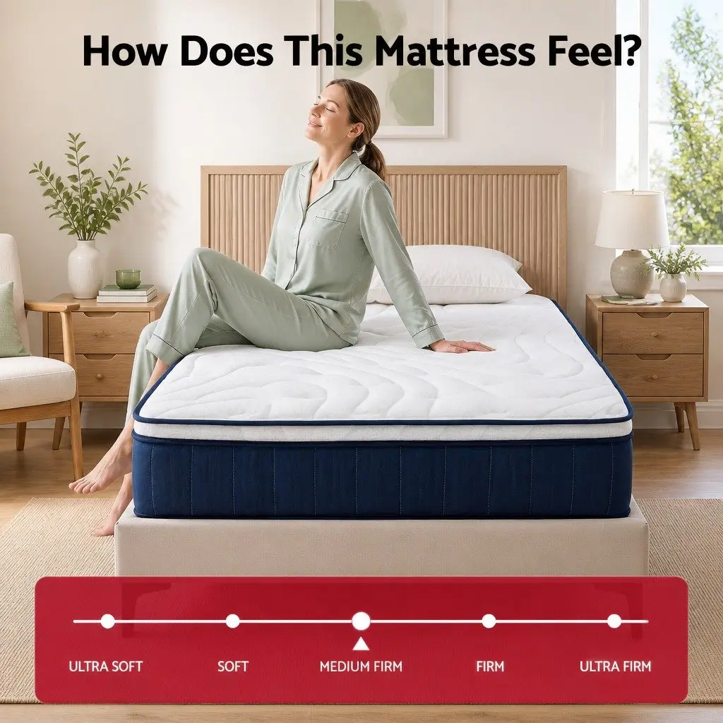 Queen Mattress 30cm Medium Firm Pocket Spring Hybrid with Lumbar Support