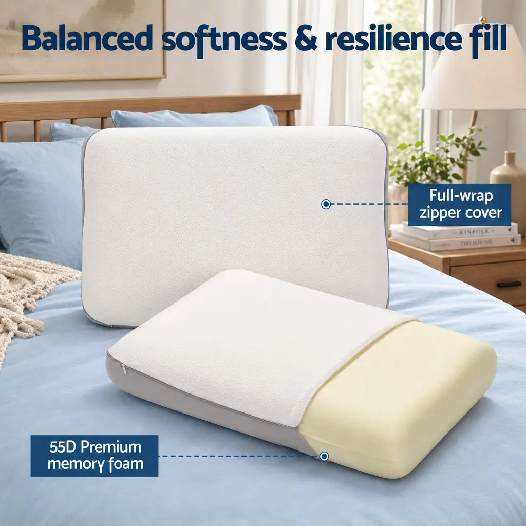 Memory Foam Pillow Dual-Sided Cooling Warm Ergonomic Neck Pain Relief