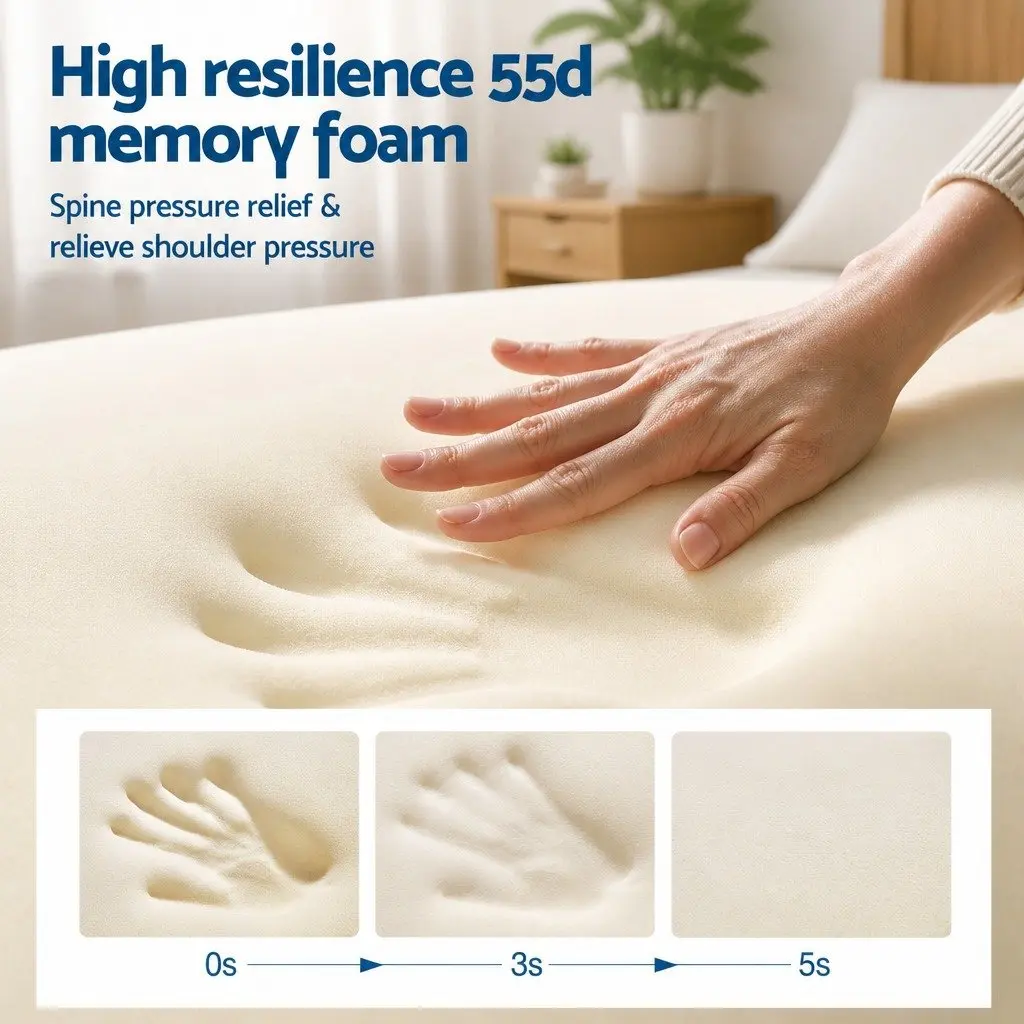 Memory Foam Pillow 65x40x14cm Dual-Sided Cooling Neck Support