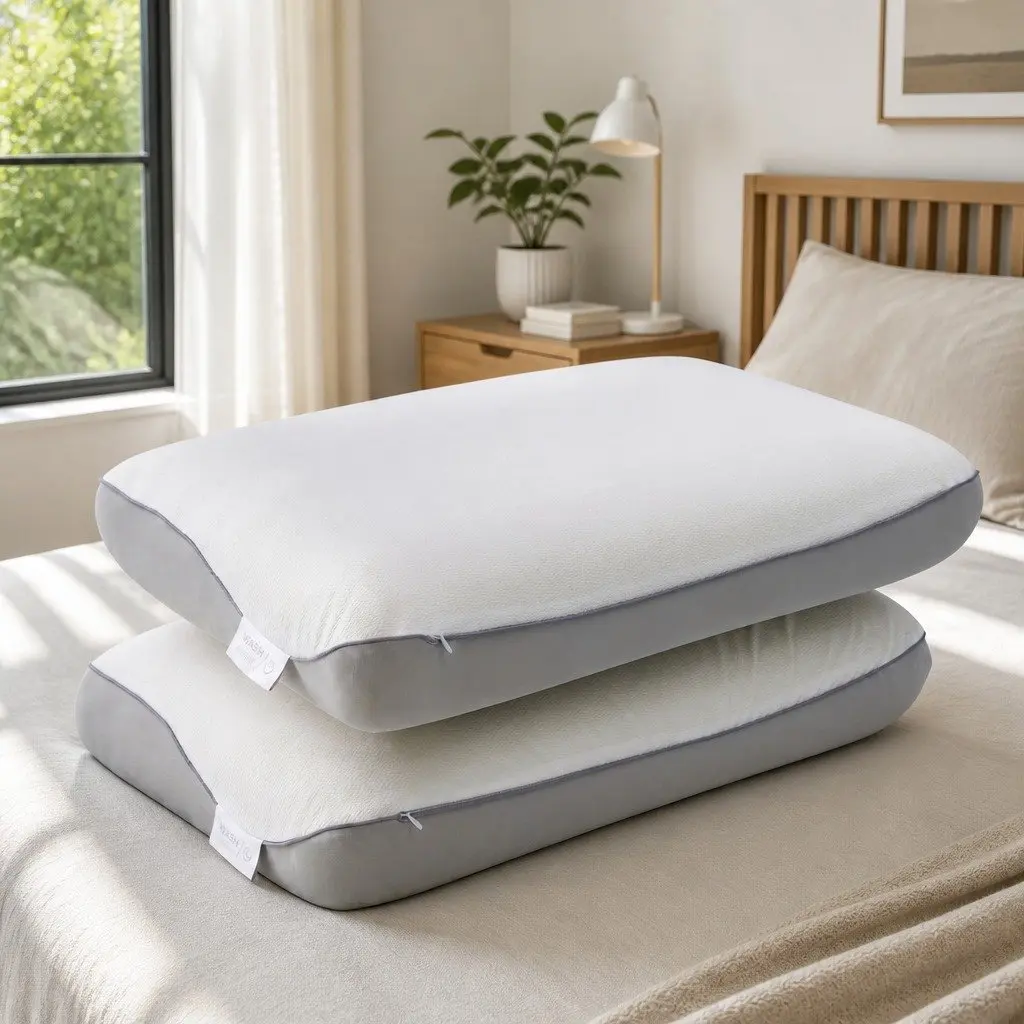 Memory Foam Pillow 65x40x14cm Dual-Sided Cooling Neck Support