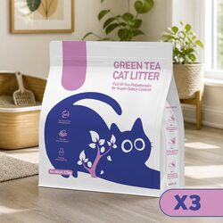 Eco-Friendly Cat Litter with Green Tea, 7.5kg 3 Pack
