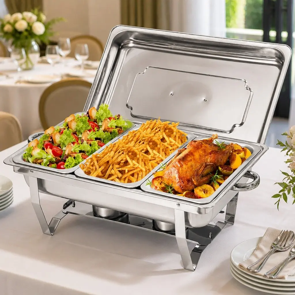Chafing Dish Set 3x3L Stainless Steel Bain Marie Buffet Warmer Food Server