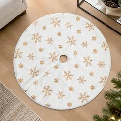 Festive 90cm Christmas Tree Skirt with Snowflakes