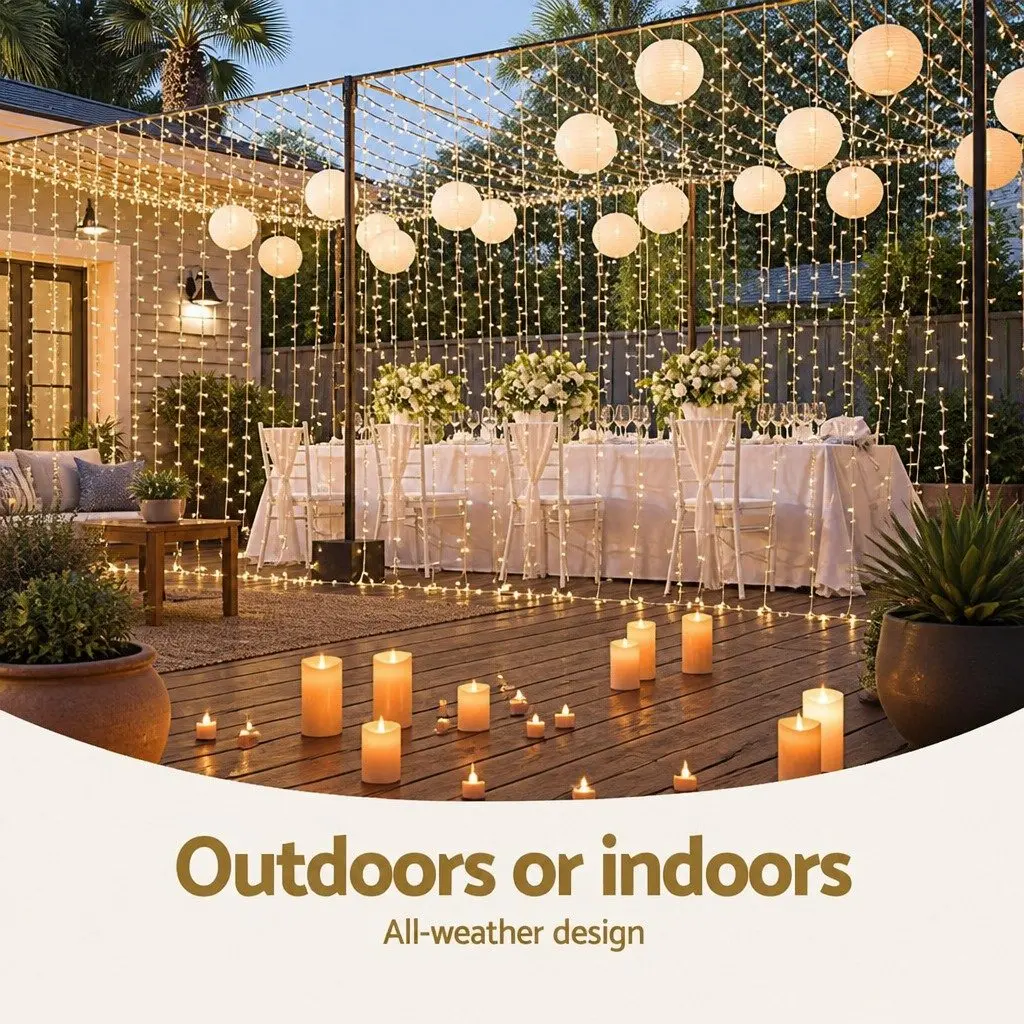Curtain Light 6M x 3M Warm White 600 LED Indoor Outdoor Christmas