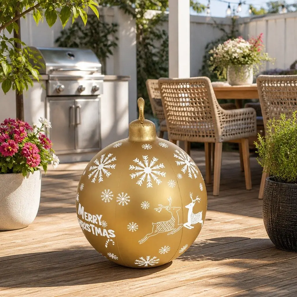Christmas Inflatable Bauble 60cm Water-Repellent UV-Resistant Indoor Outdoor Decoration Pump Included