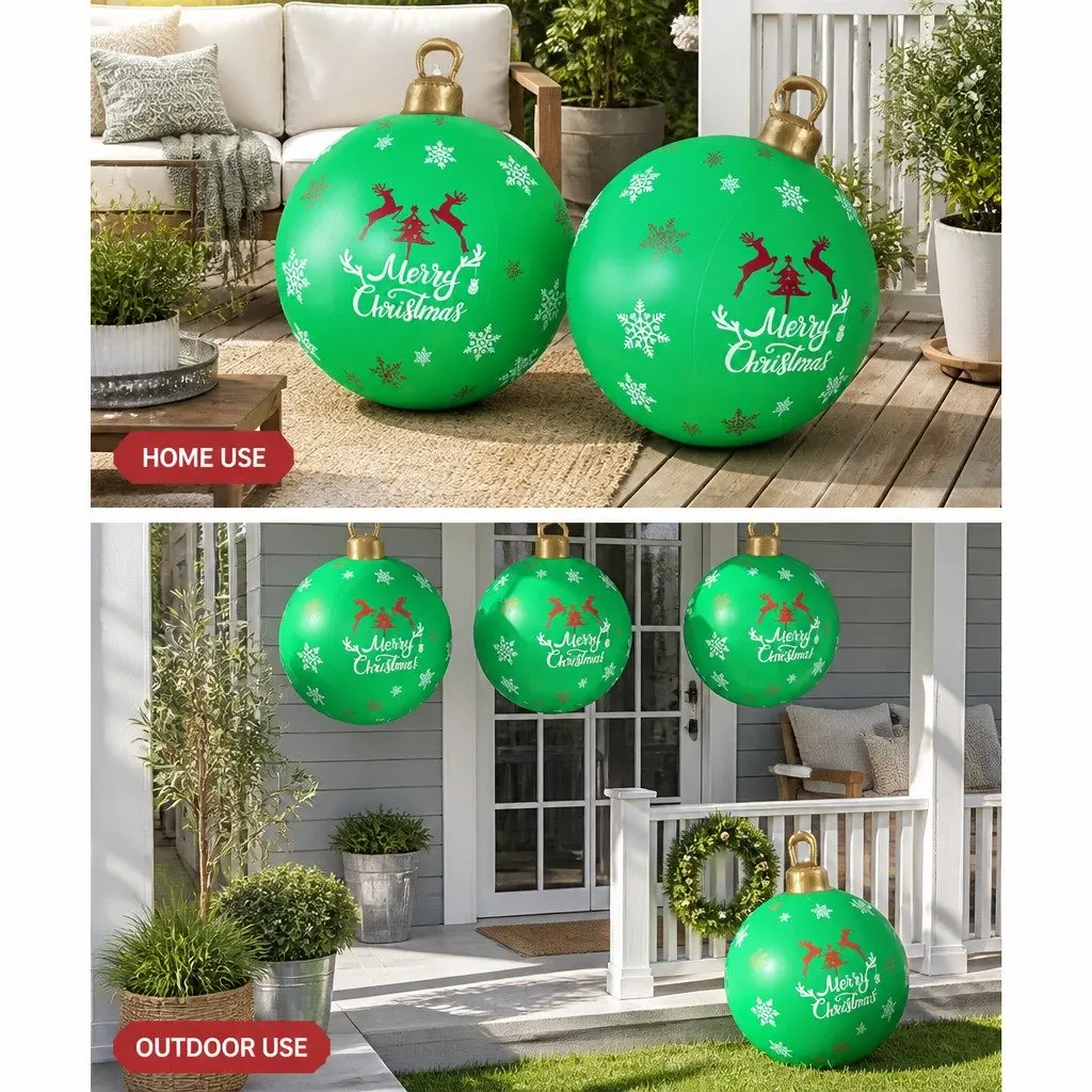 Christmas Inflatable Ball Bauble 60cm Water-Repellent UV-Resistant Outdoor Indoor Decoration