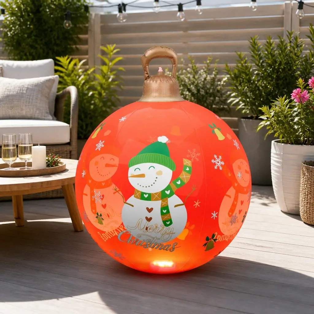 Christmas Inflatable Ball 60cm LED Light Water-Repellent PVC Outdoor Decoration