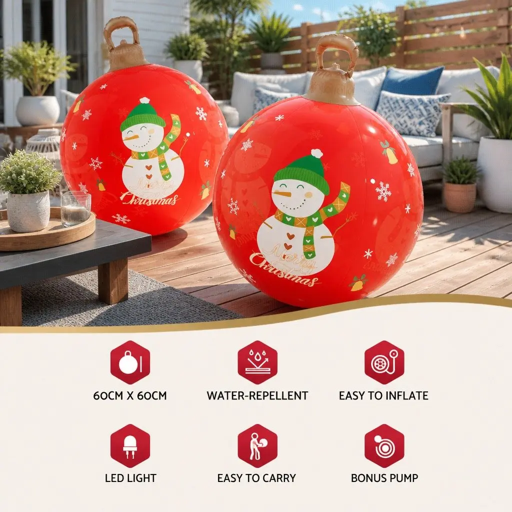Christmas Inflatable Ball 60cm LED Light Water-Repellent PVC Outdoor Decoration
