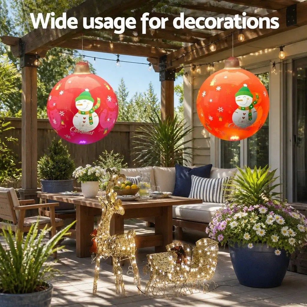 Christmas Inflatable Ball 60cm LED Light Water-Repellent PVC Outdoor Decoration
