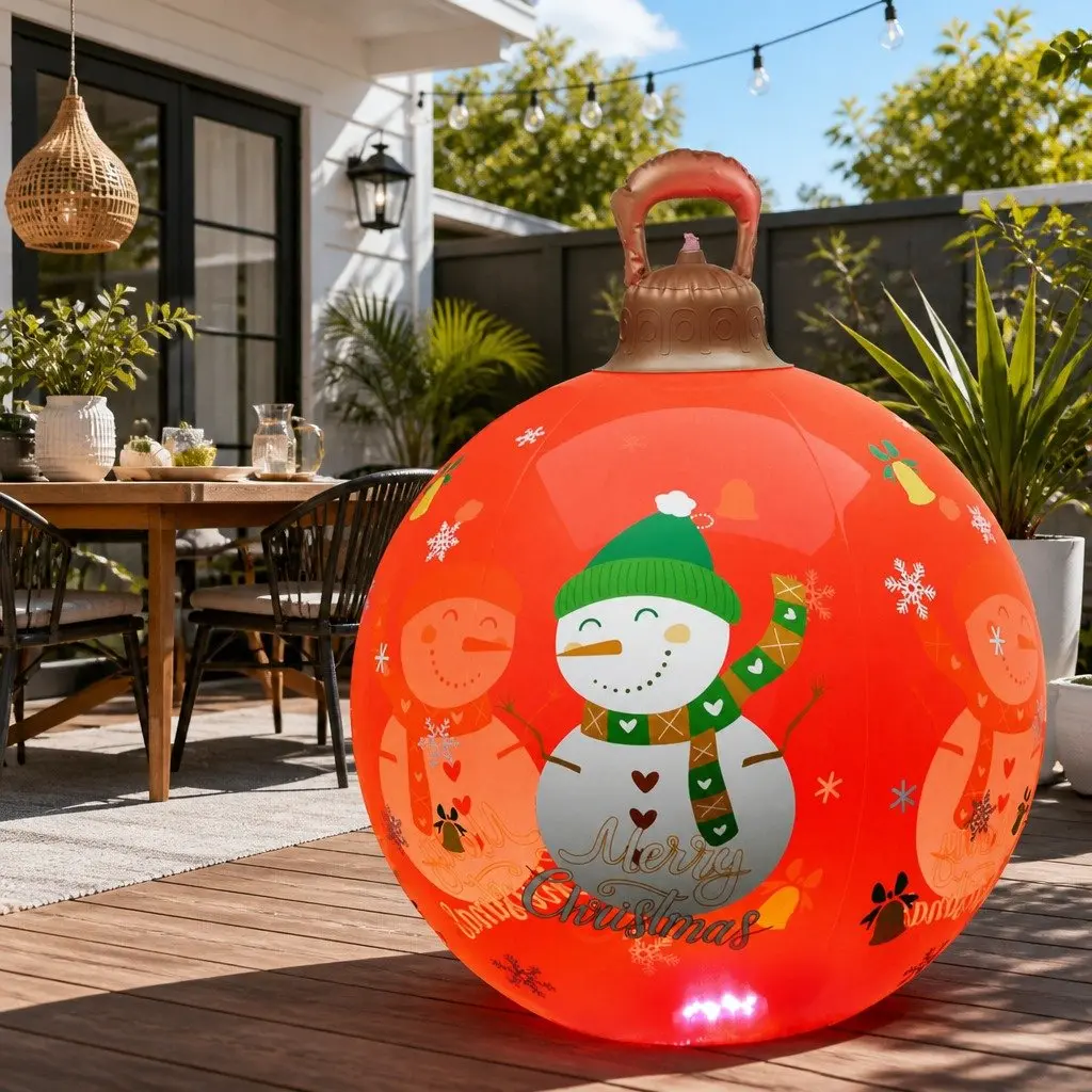 Christmas Inflatable Ball 60cm LED Light Water-Repellent PVC Outdoor Decoration