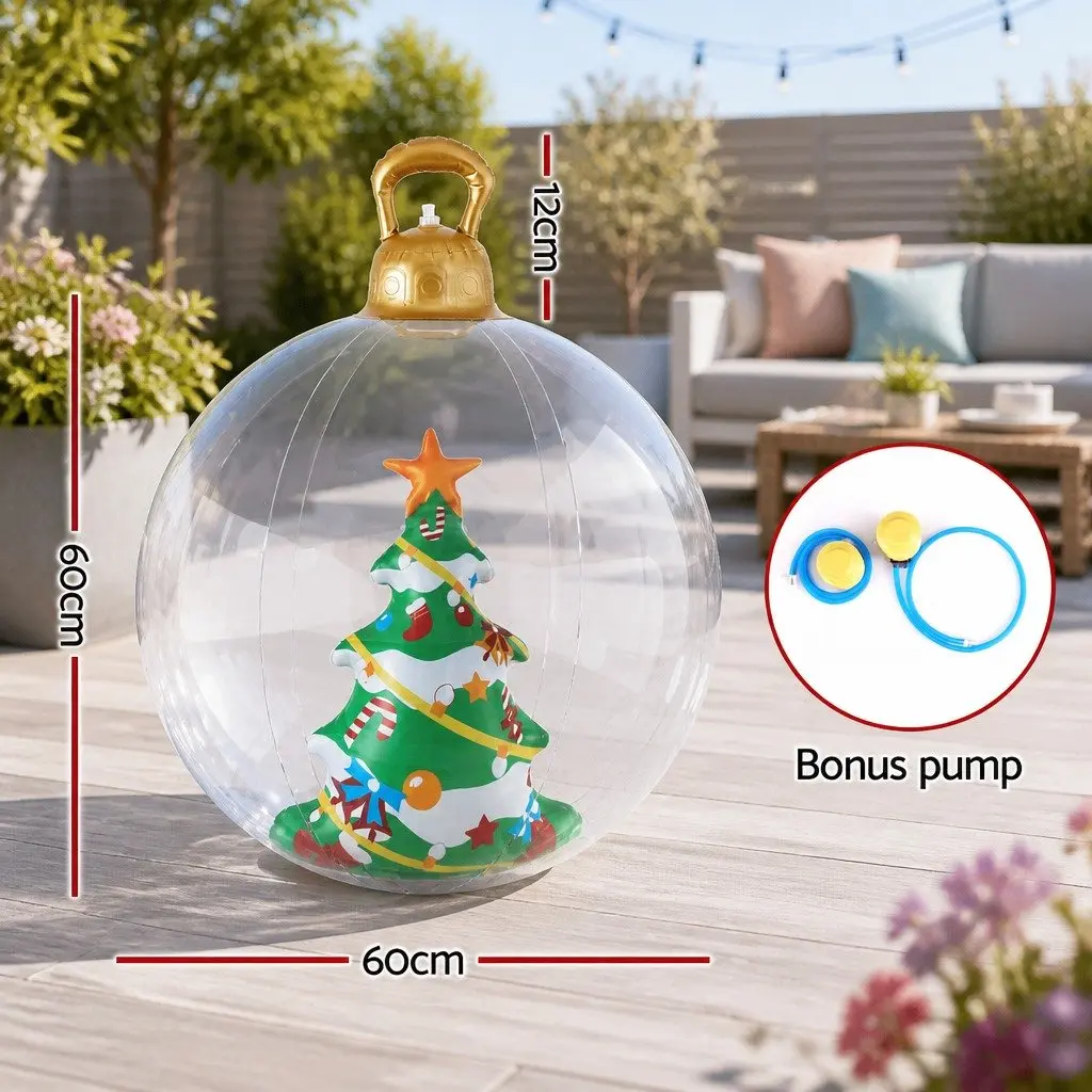 Christmas Inflatable Ball 60cm Transparent Giant Bauble Outdoor Tree Decoration