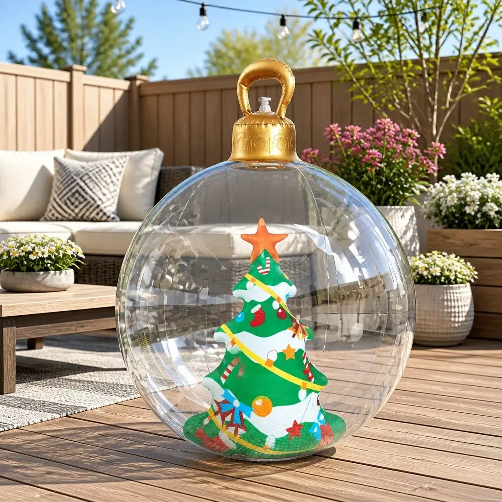 Christmas Inflatable Ball 60cm Transparent Giant Bauble Outdoor Tree Decoration