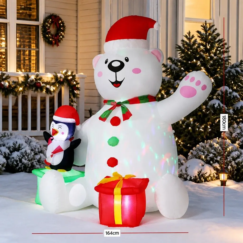 Christmas Inflatable Bear 1.8M LED Multicolor Lights Indoor Outdoor Decoration