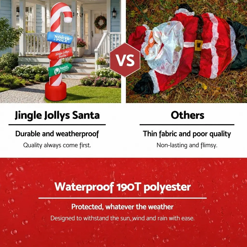 Christmas Inflatable Candy Pole 2.4M LED Illuminated Outdoor Indoor