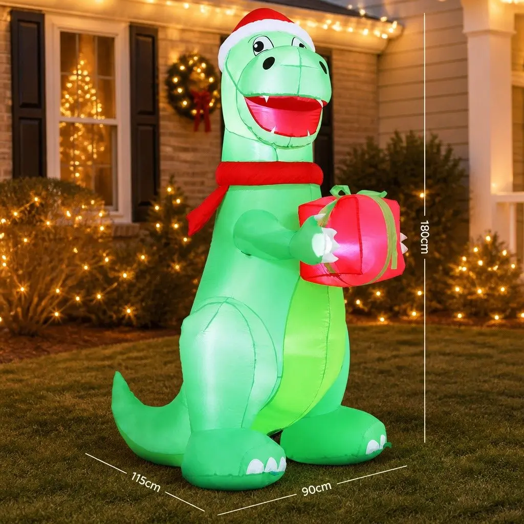 Christmas Inflatable Dinosaur 1.8M Height LED Illuminated for Indoor Outdoor Use