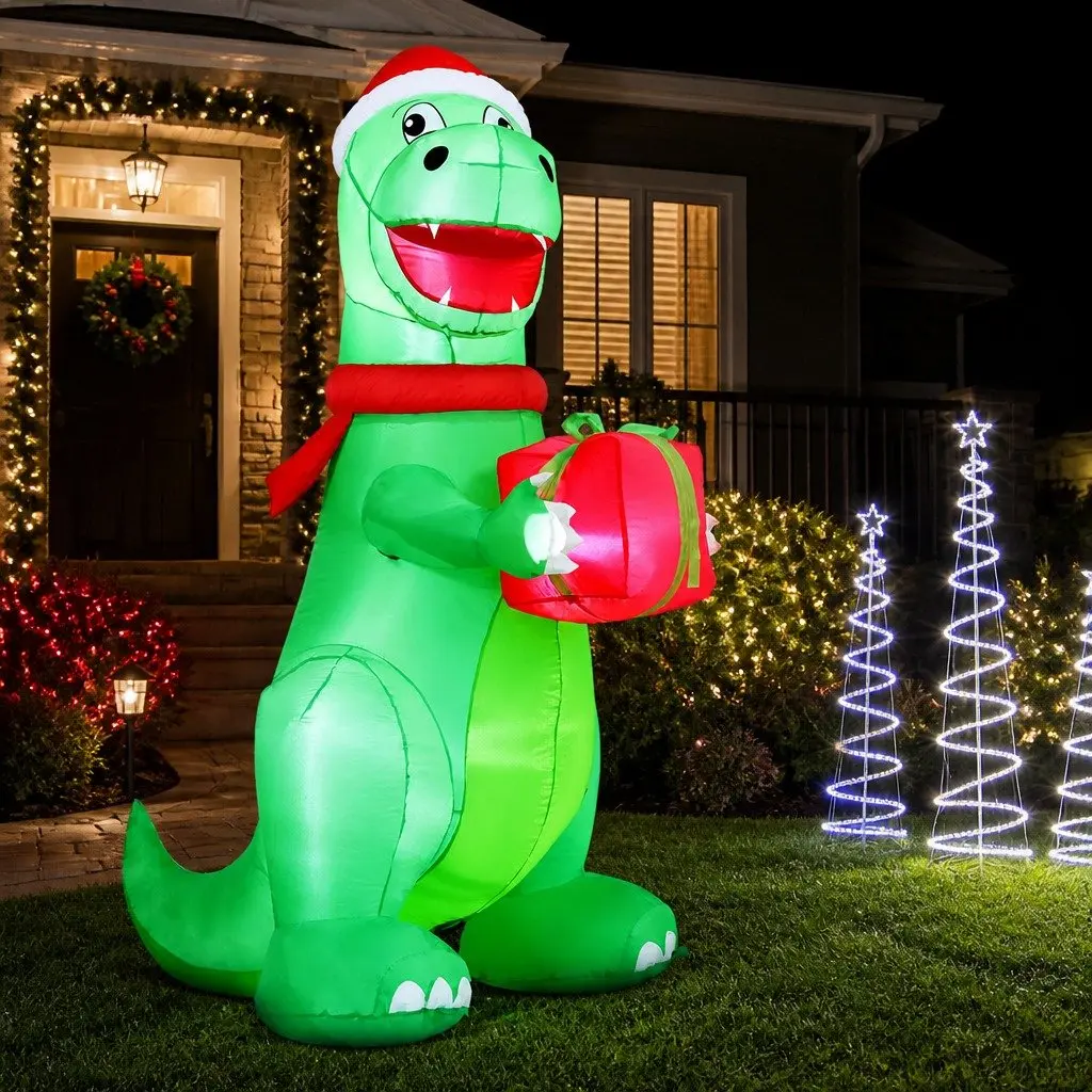 Christmas Inflatable Dinosaur 1.8M Height LED Illuminated for Indoor Outdoor Use