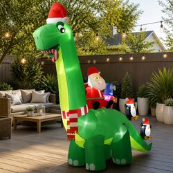 Festive Santa Dinosaur Inflatable for Holiday Spaces 3.8M