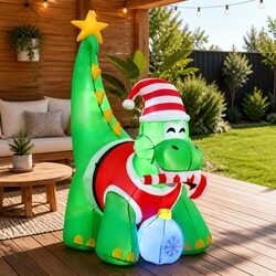 Festive 1.86M Inflatable Dinosaur for Holiday Cheer
