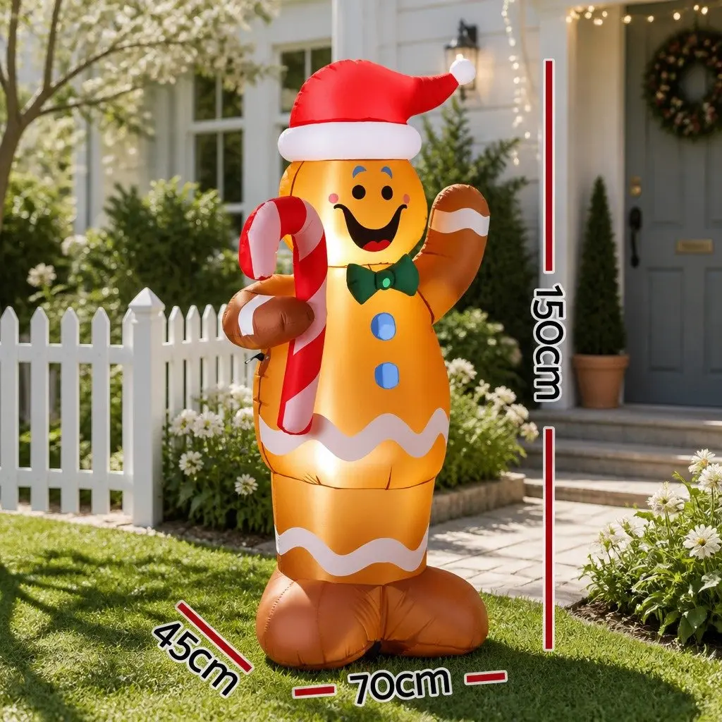 Christmas Inflatable Gingerbread Man 1.5M LED Lights Outdoor Indoor Decoration