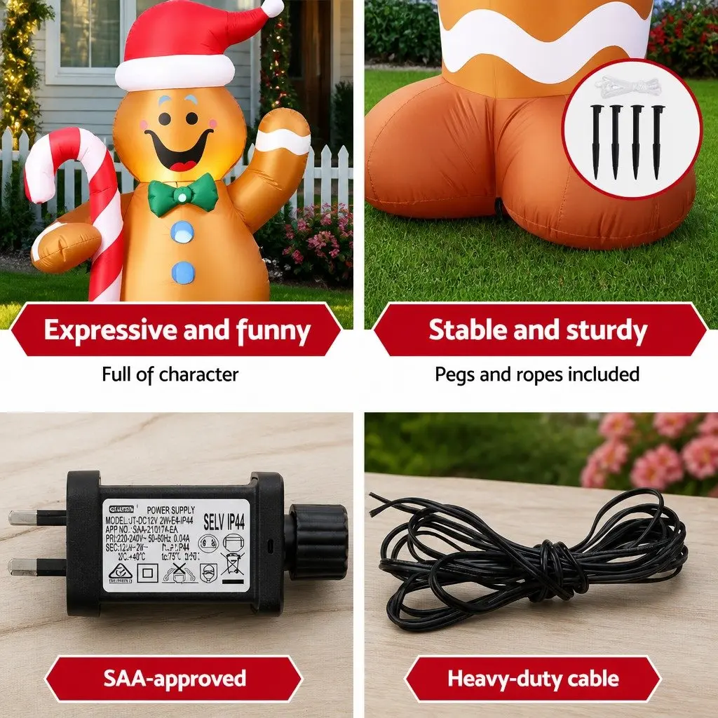 Christmas Inflatable Gingerbread Man 1.5M LED Lights Outdoor Indoor Decoration