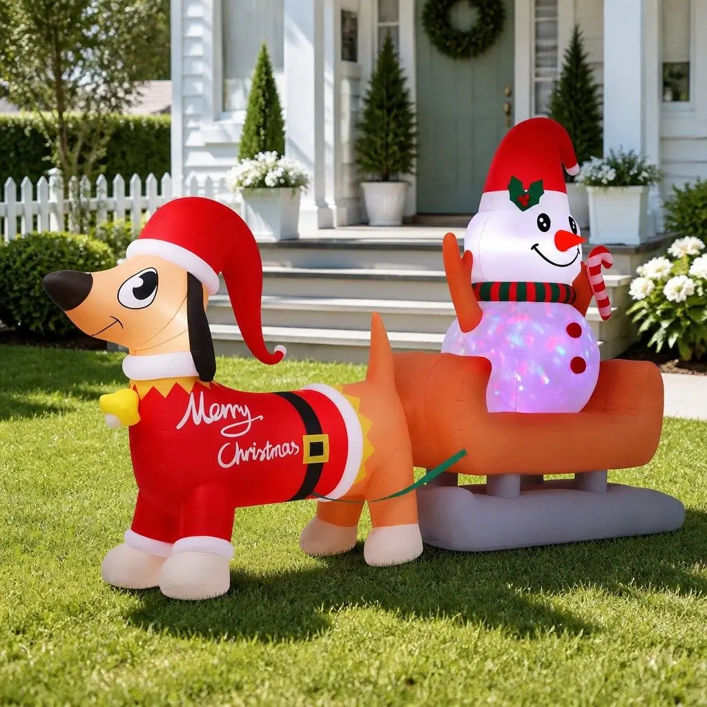 Christmas Inflatable Snowman Dog 4.2M Tall LED Illuminated Outdoor Decoration