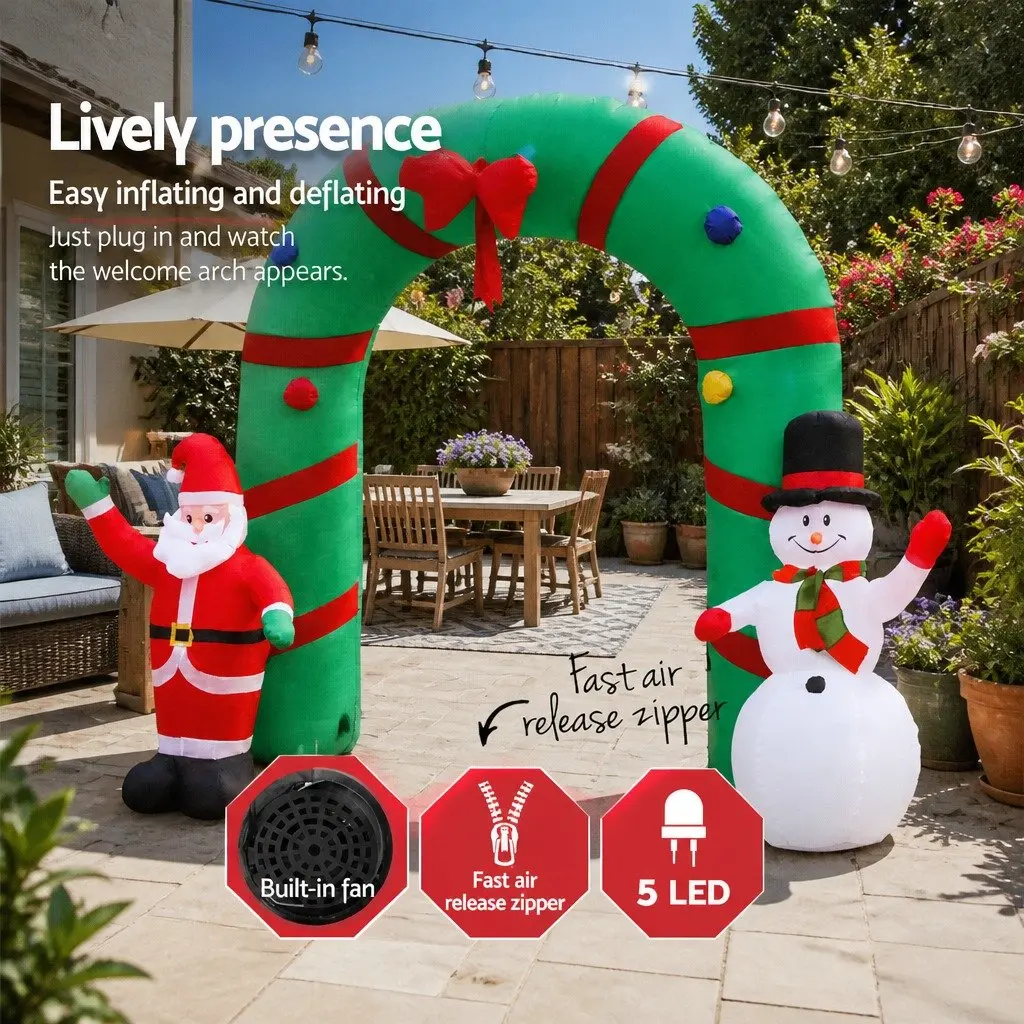 Christmas Inflatable Archway 2.8M LED Illuminated Water-Repellent Outdoor Decoration