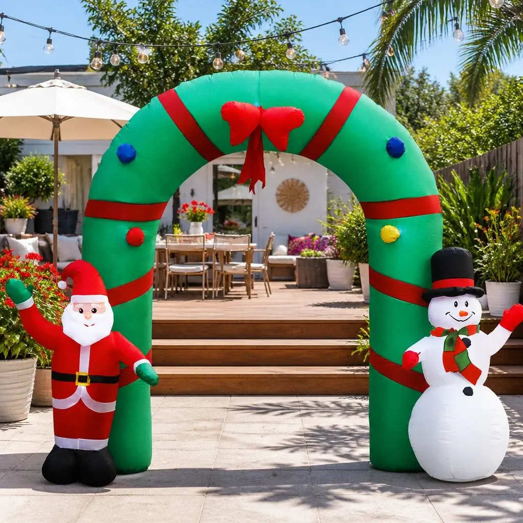 Christmas Inflatable Archway 2.8M LED Illuminated Water-Repellent Outdoor Decoration