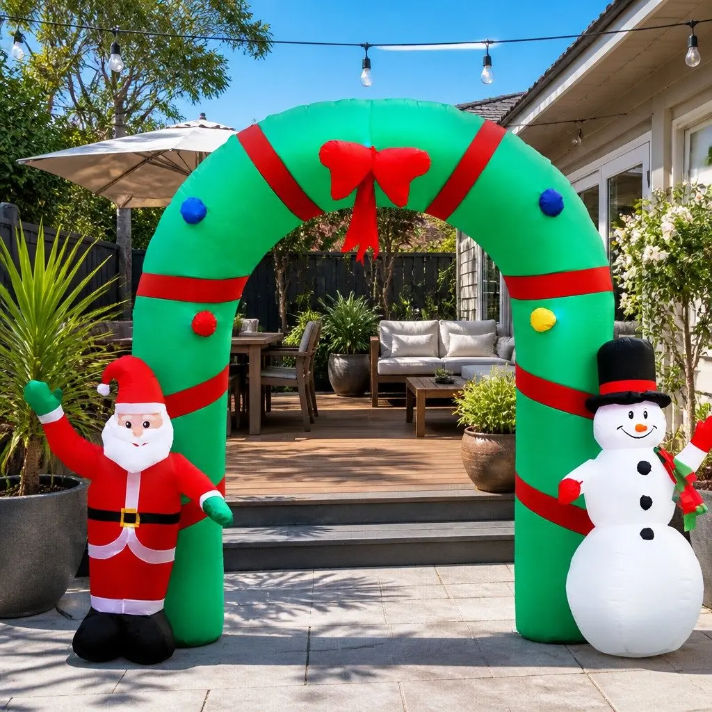 Christmas Inflatable Archway 2.8M LED Illuminated Water-Repellent Outdoor Decoration