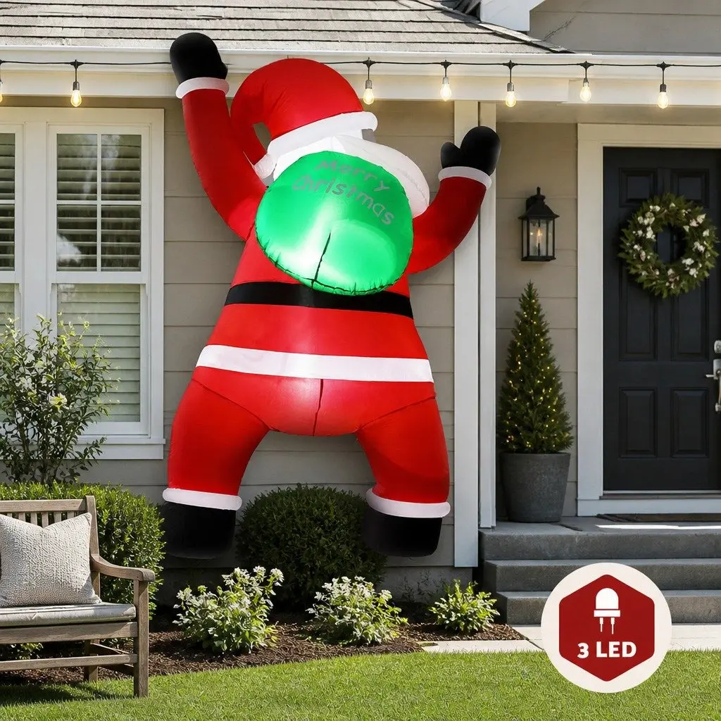 Christmas Inflatable Santa 1.9M LED Illuminated Climbing Decoration for Indoor Outdoor Use