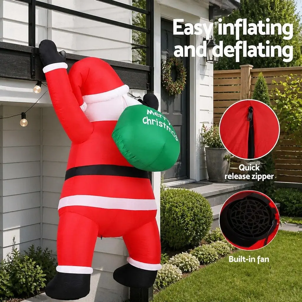 Christmas Inflatable Santa 1.9M LED Illuminated Climbing Decoration for Indoor Outdoor Use