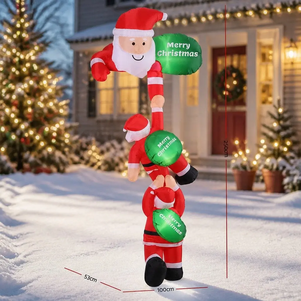 Inflatable Climbing Santa 2.5M LED Multicolour Decoration for Indoor and Outdoor Holiday Display