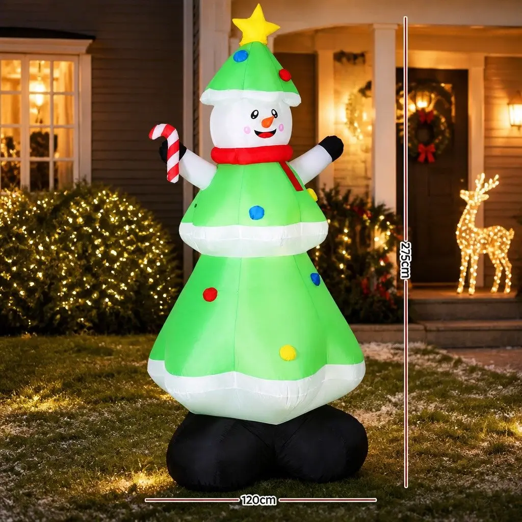 Christmas Inflatable Snowman Tree 2.75M LED Lights Outdoor Indoor Decorations