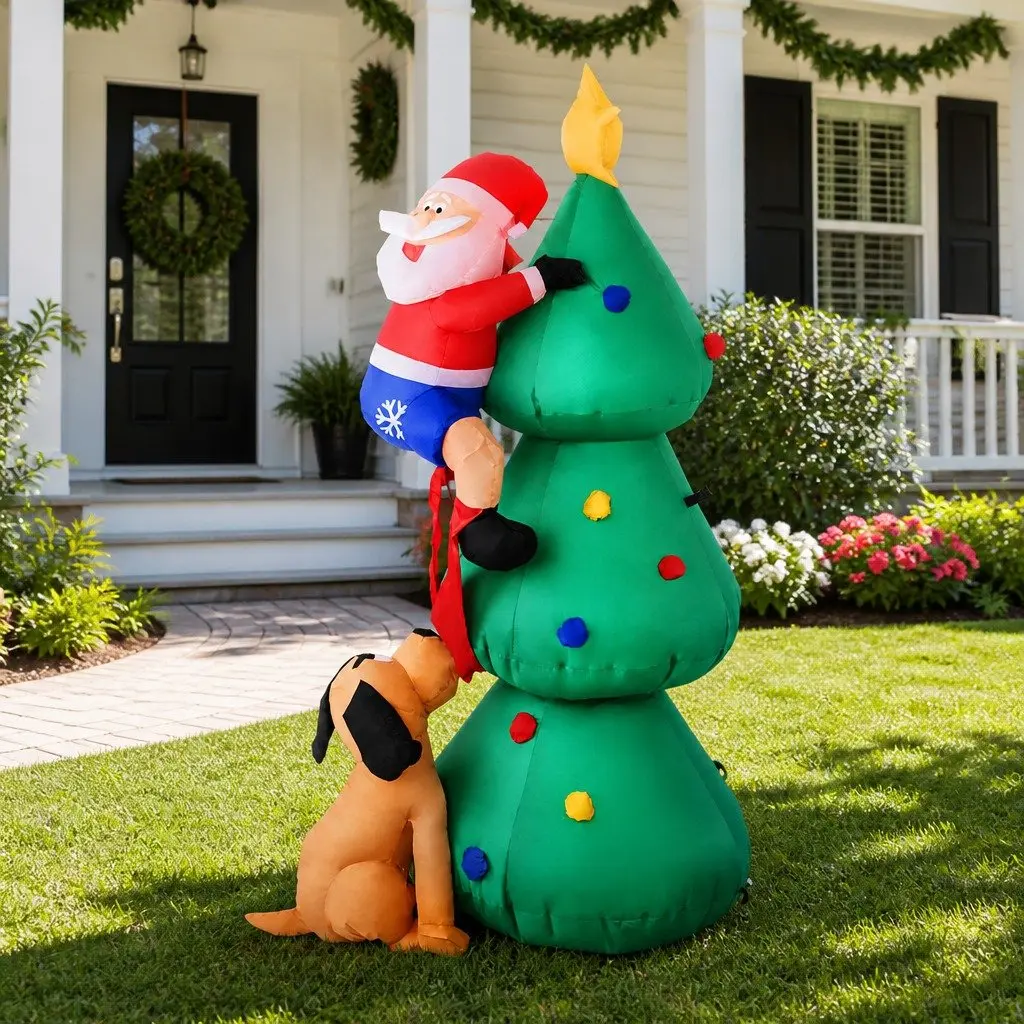 Christmas Inflatable 1.8M Santa Tree LED Illuminated Outdoor Holiday Decoration