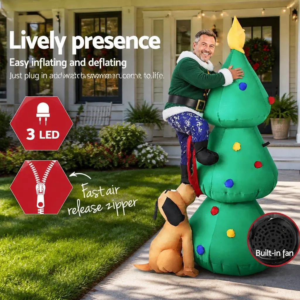Christmas Inflatable 1.8M Santa Tree LED Illuminated Outdoor Holiday Decoration