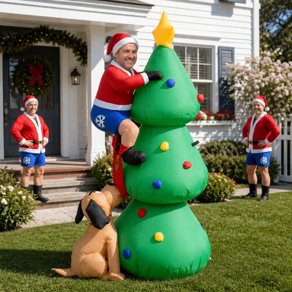 Christmas Inflatable 1.8M Santa Tree LED Illuminated Outdoor Holiday Decoration