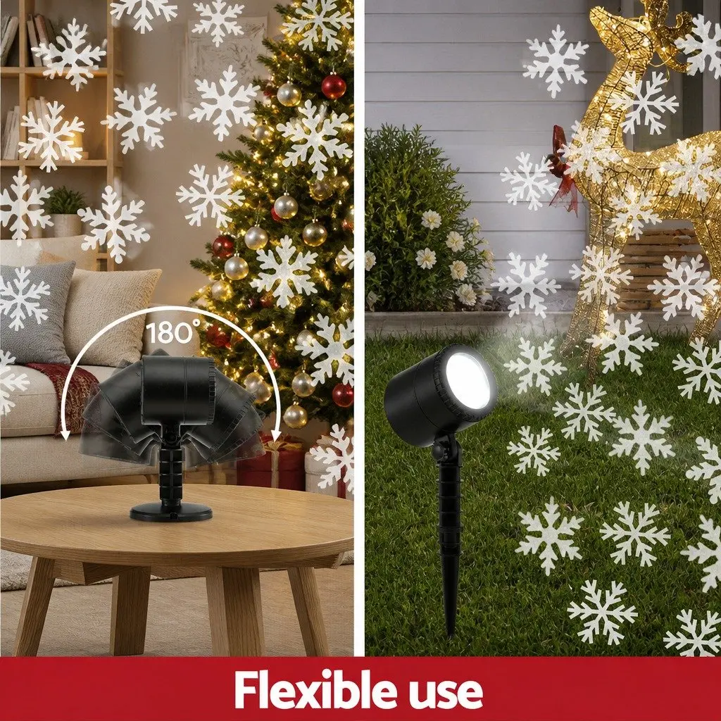 Laser Light Projector White Snowflake Patterns Indoor Outdoor Garden Decoration