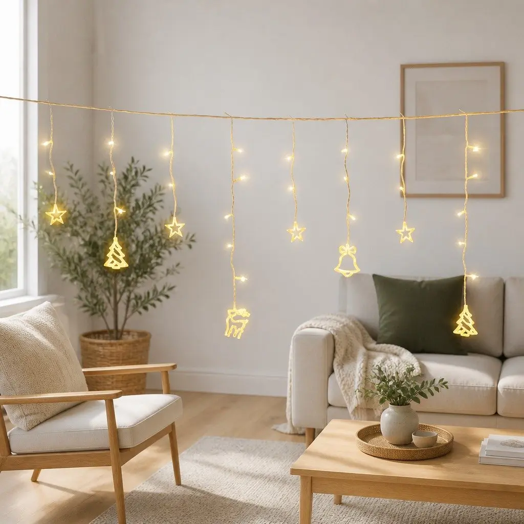 LED Icicle Christmas Lights 3M Warm White 138 Bulbs 8 Lighting Modes Indoor Outdoor