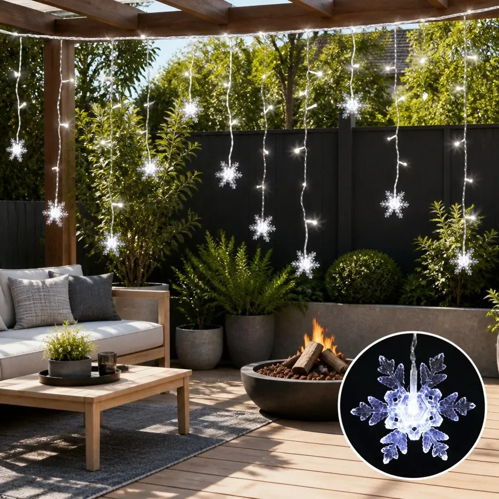 LED Icicle Christmas Lights 6M 160 Cold White Bulbs Outdoor Indoor Decoration