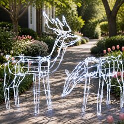2 Piece Reindeer Christmas LED Lights 200 Bulbs Cool White Outdoor Indoor