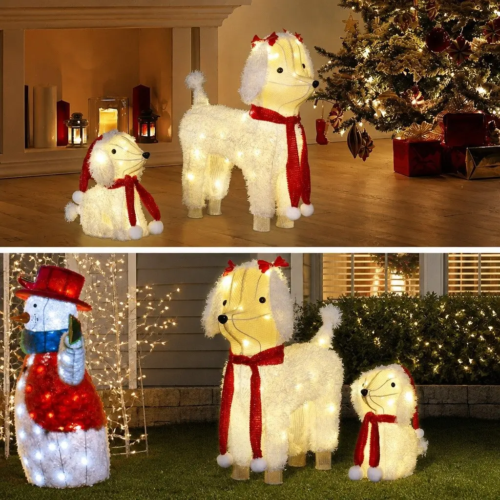 Christmas Dog Decorations 60 LED Lights Set Outdoor Garden Festive Display