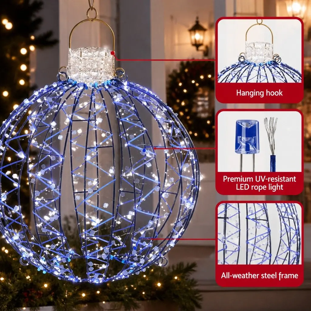 Christmas Lights 320 LED RGB Bulbs 3 Ball Decorations Set Indoor Outdoor